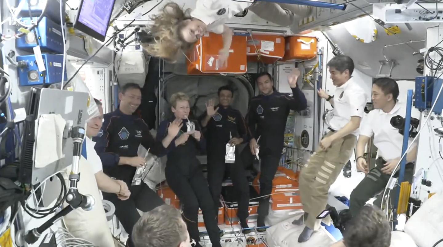 The first astronauts from Poland, India, and Hungary to visit the ISS snap a photo