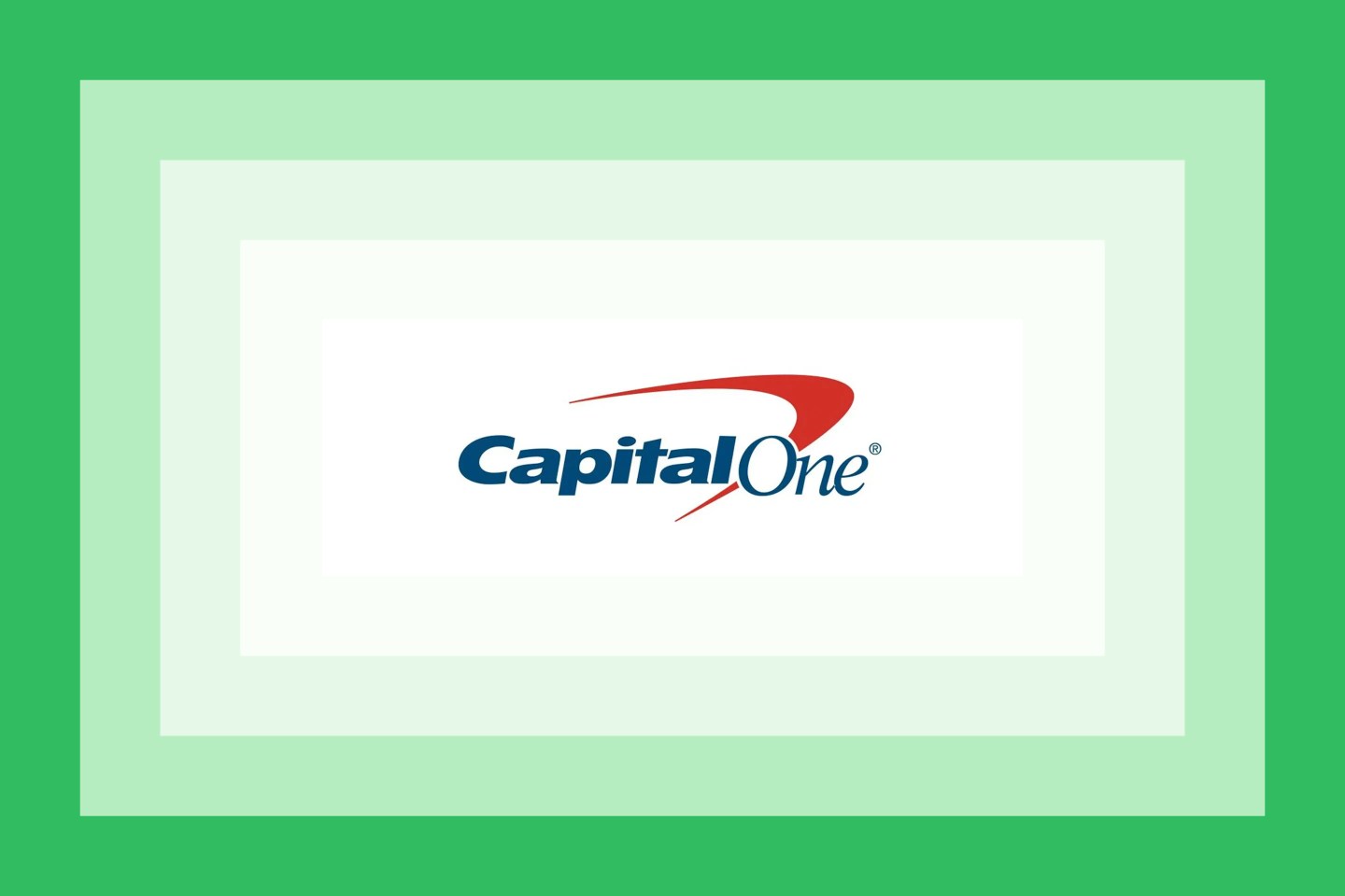 The Capital One logo on a green layered background.