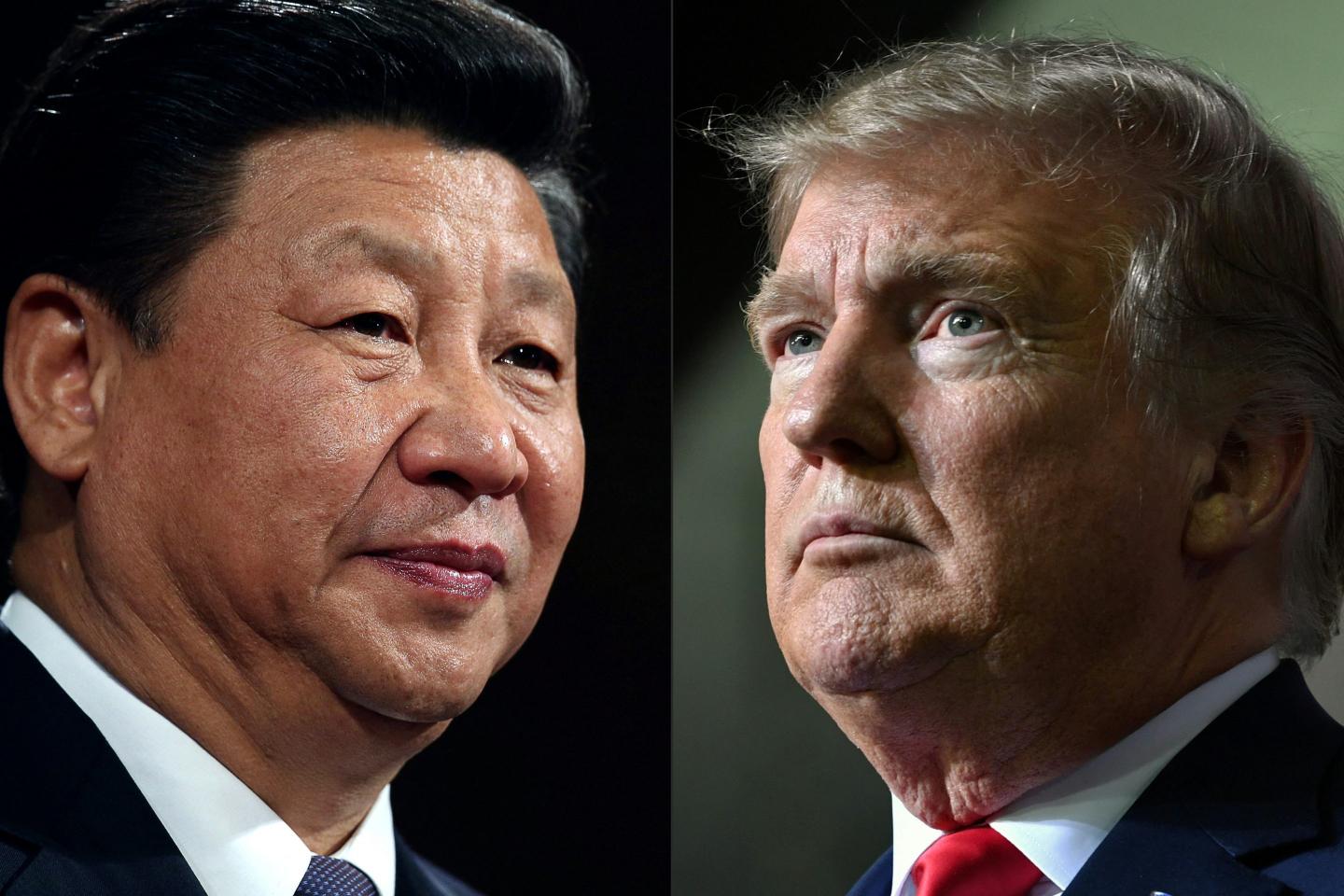 This combination of pictures created on May 14, 2020 shows recent portraits of China's President Xi Jinping (L) and US President Donald Trump.