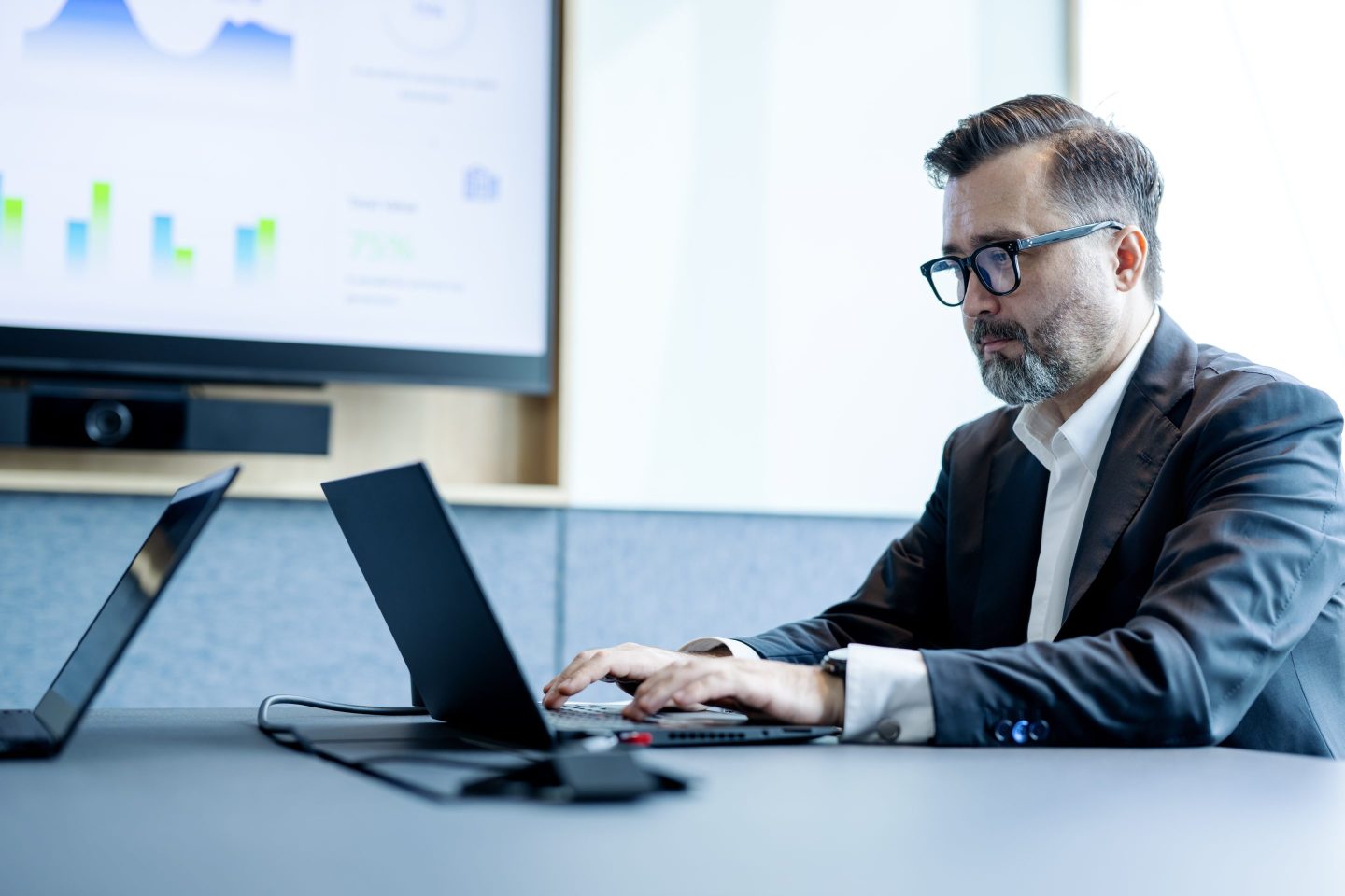 man working on computer