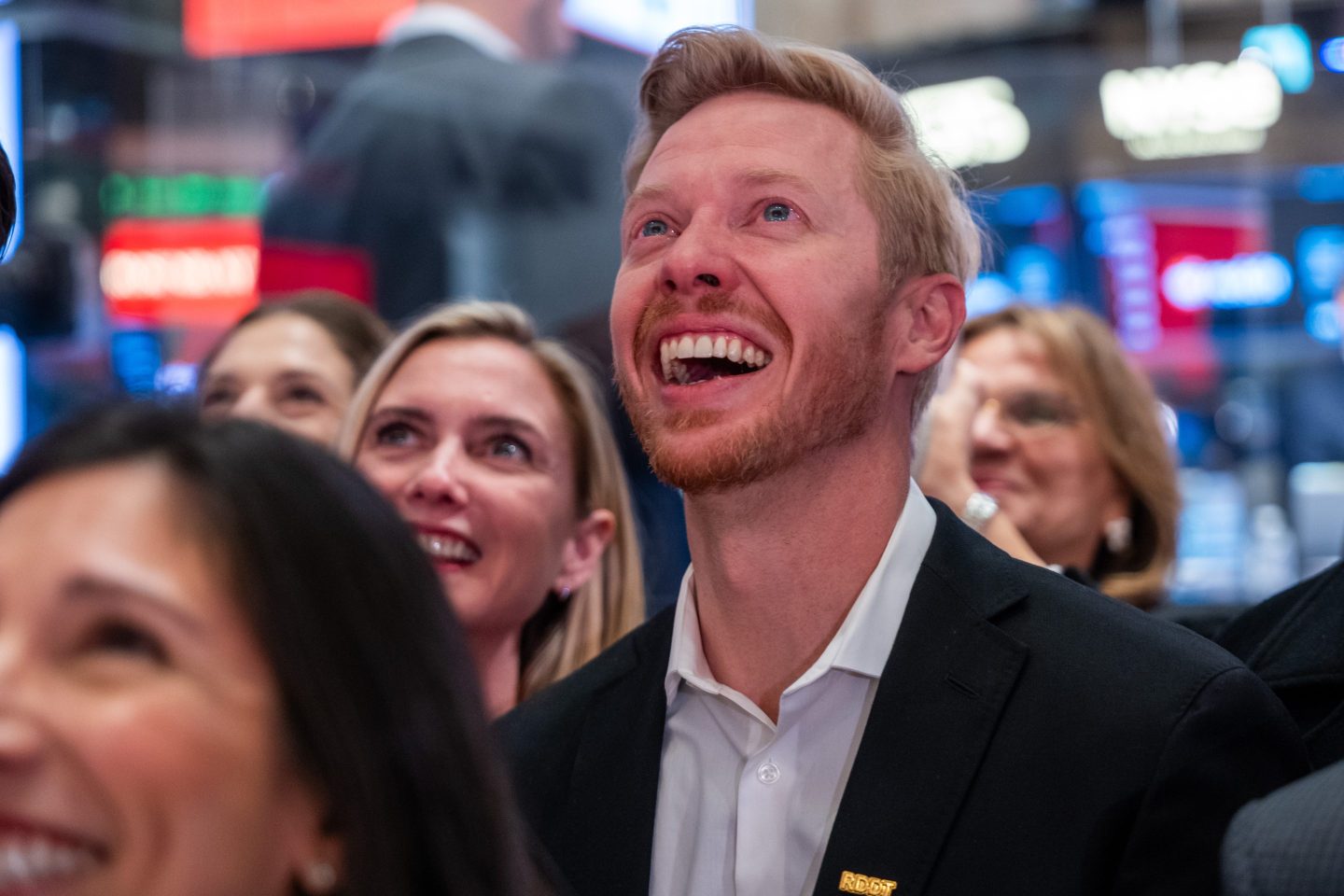 Reddit CEO Steve Huffman on the floor of the New York Stock Exchange during Reddit's initial public offering on March 21, 2024 in New York City. (Photo: Spencer Platt/Getty Images)