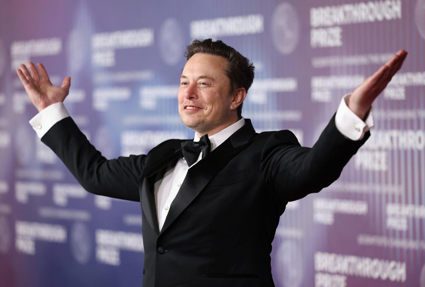 Elon Musk at the tenth Breakthrough Prize ceremony held at the Academy Museum of Motion Pictures on April 13, 2024 in Los Angeles.