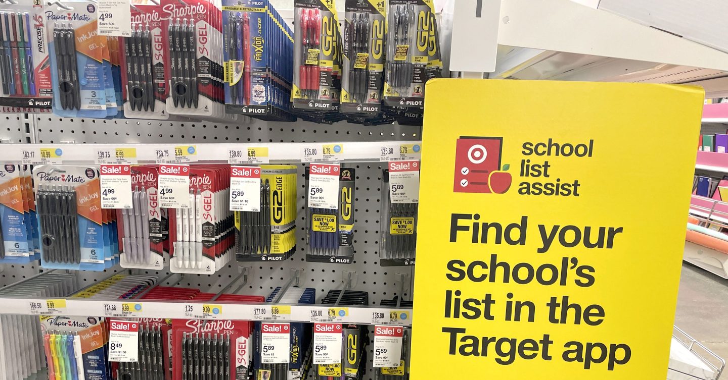 school supplies at Target