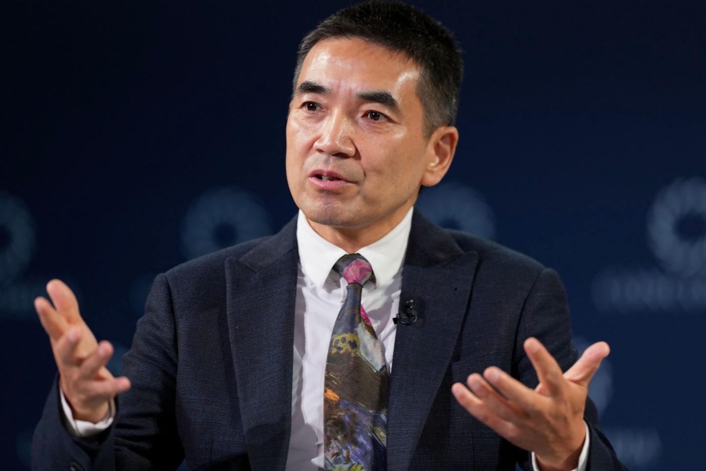 Zoom CEO Eric Yuan gestures