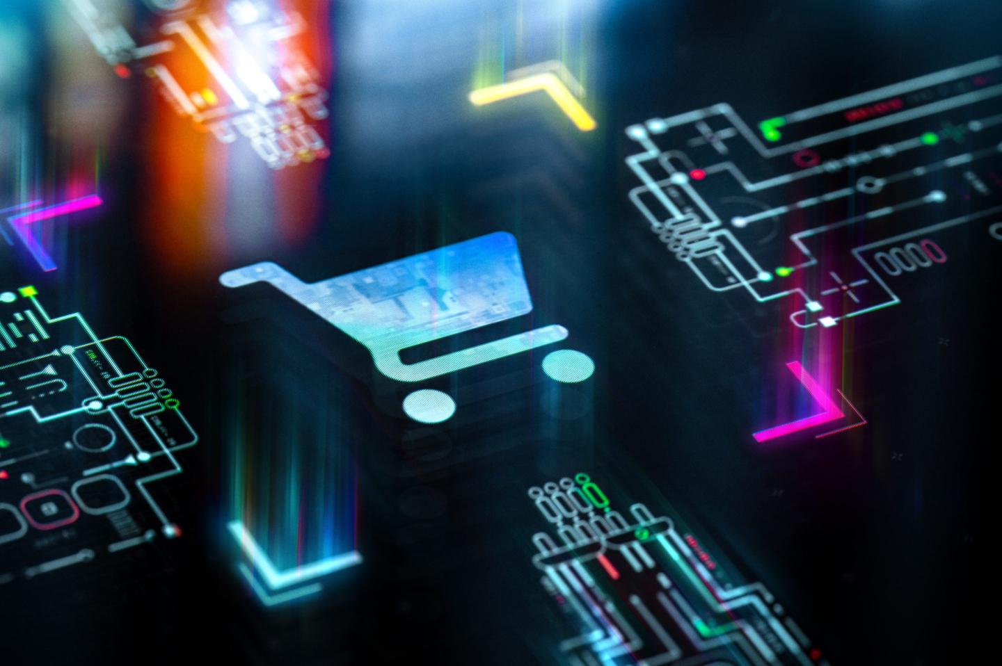 shopping cart icon displayed on a computer