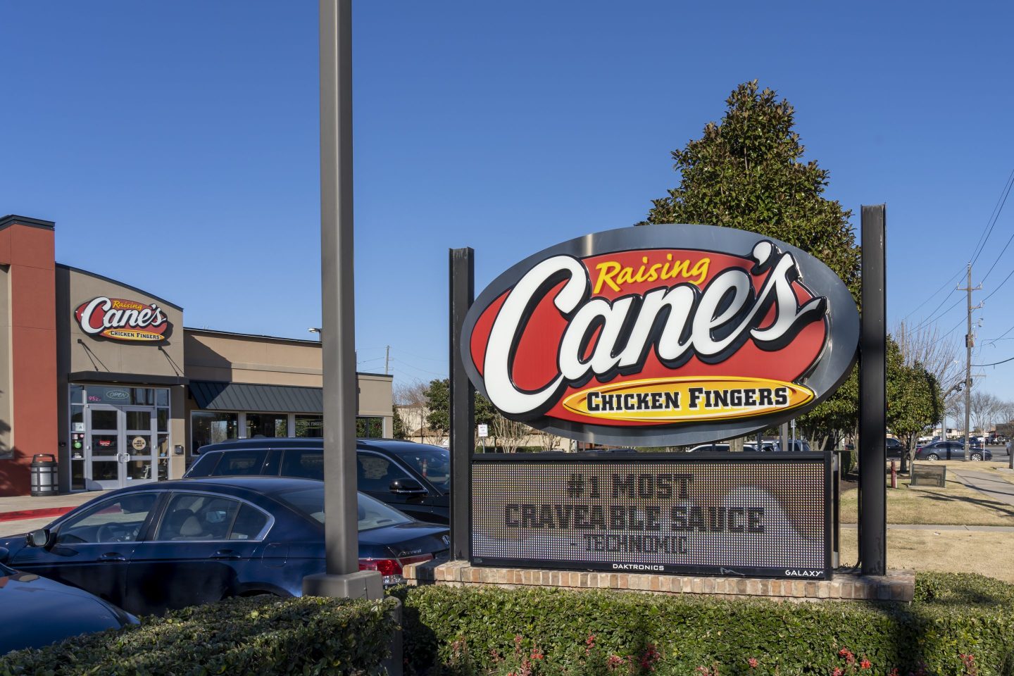 The outside of a Raising Cane's