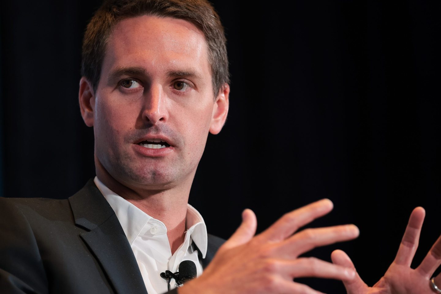 Snap CEO Evan Spiegel speaking at an event on April 23, 2025 in Washington, D.C. (Photo: Kayla Bartkowski/Getty Images)