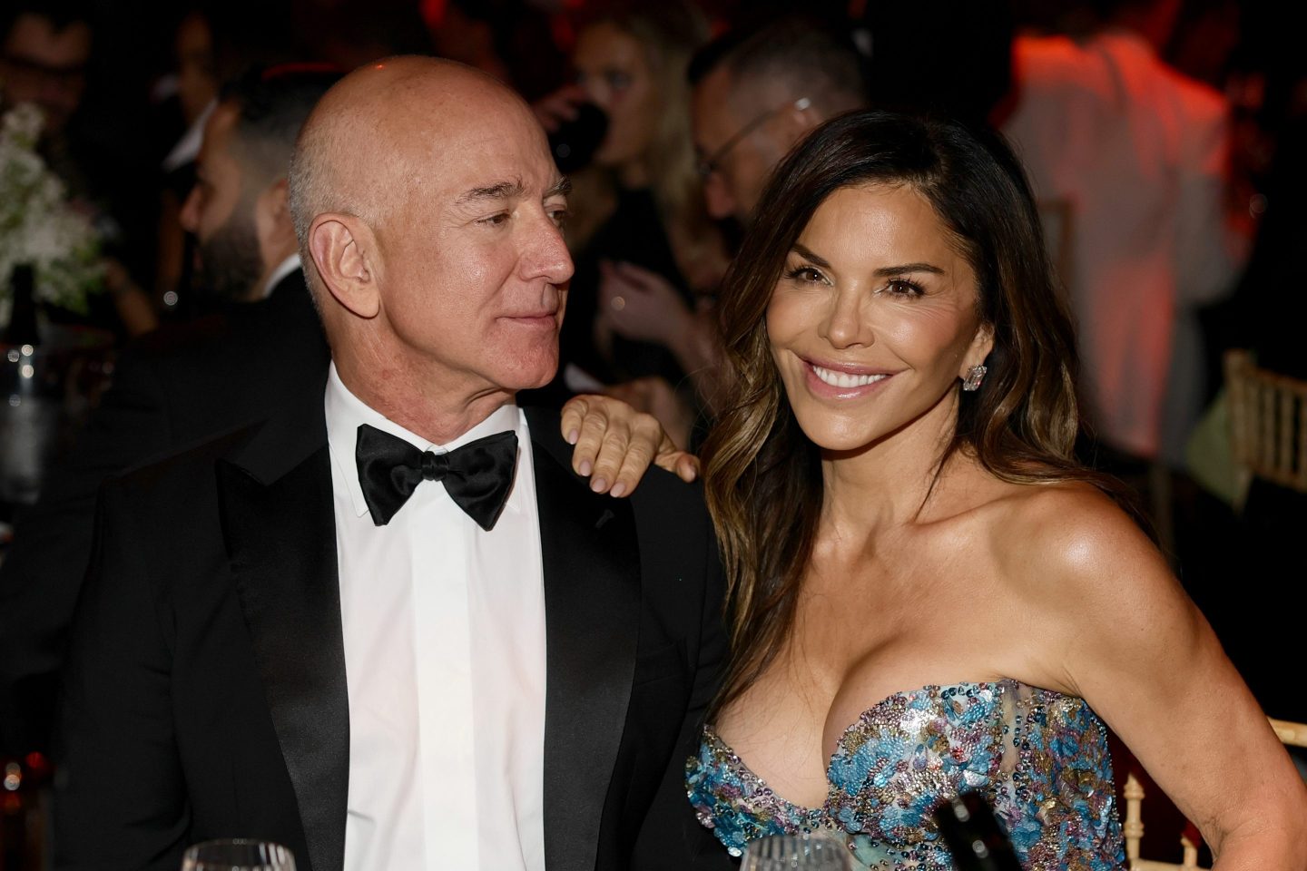 Jeff Bezos next to Lauren Sanchez