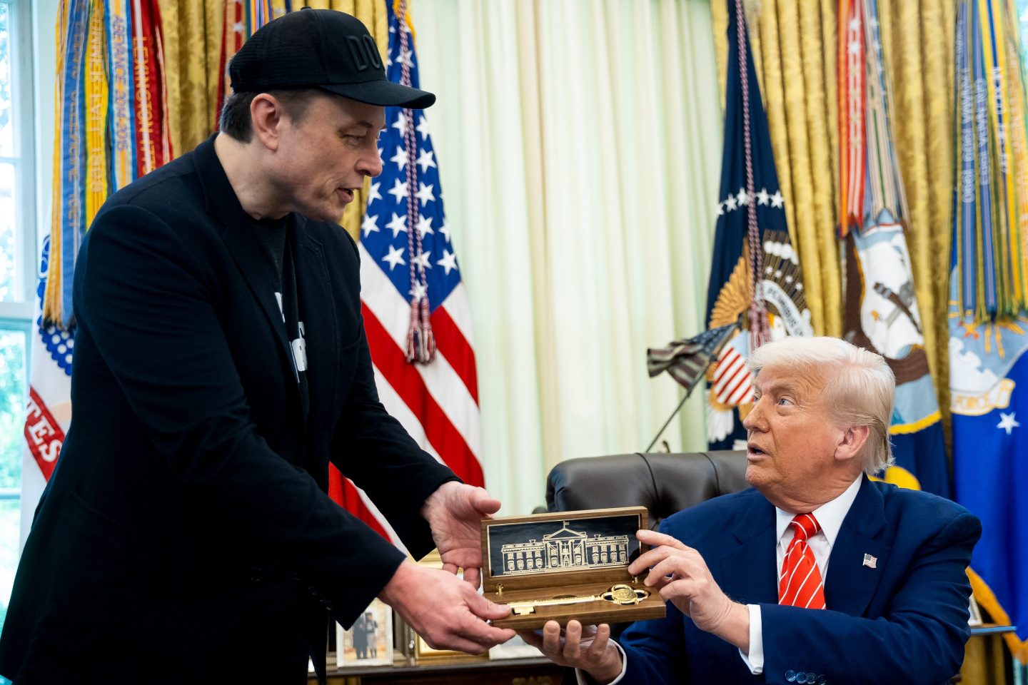 Elon Musk with President Trump at the White House, in friendlier times.