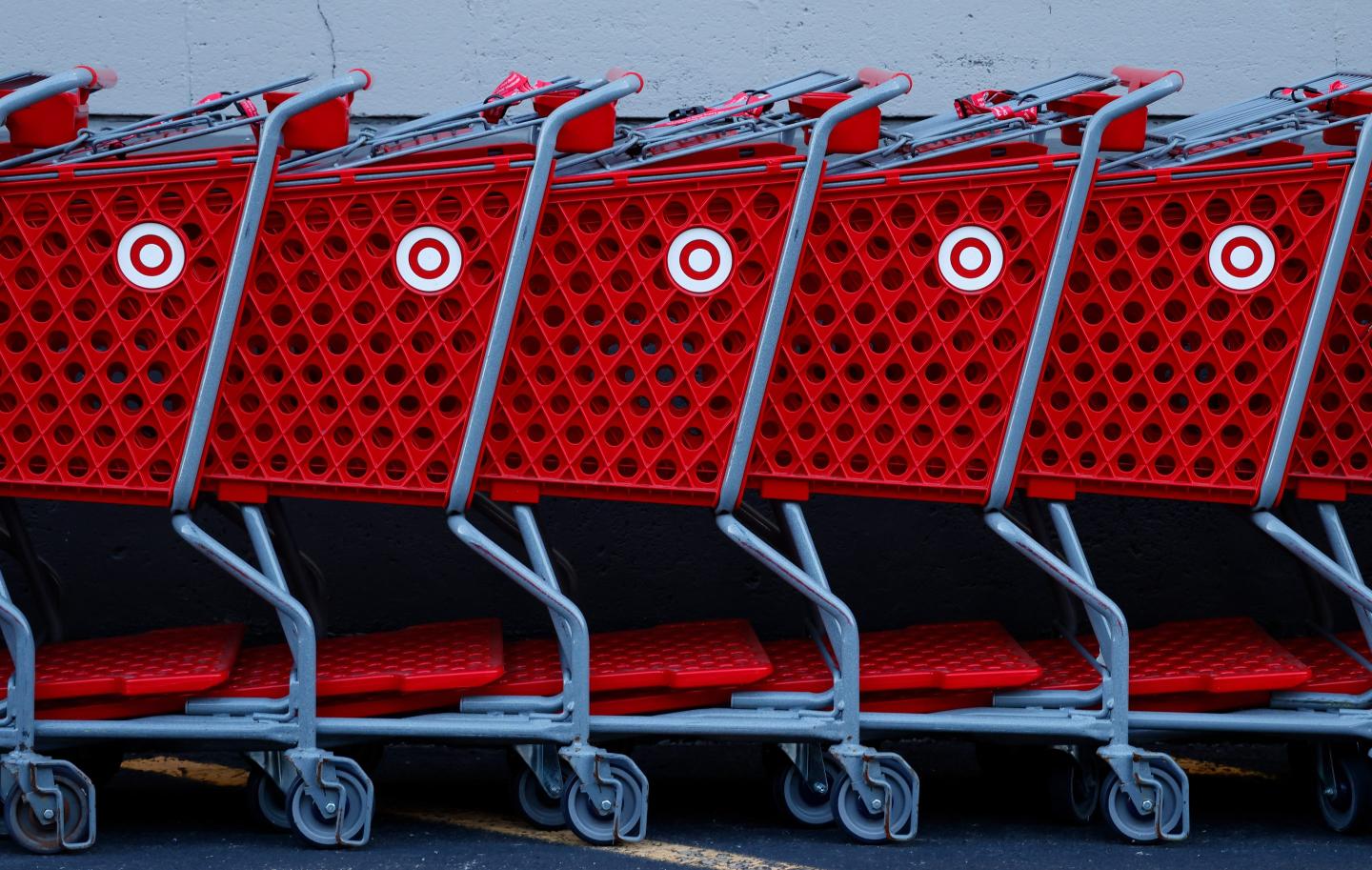 Target shopping carts in a row