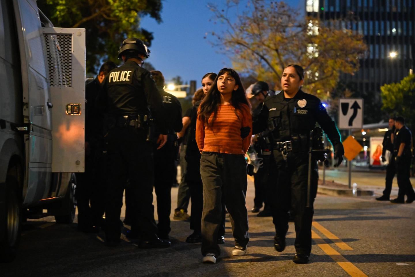 Police arrest dozens of protesters during an anti-ICE (Immigration and Customs Enforcement) protest
