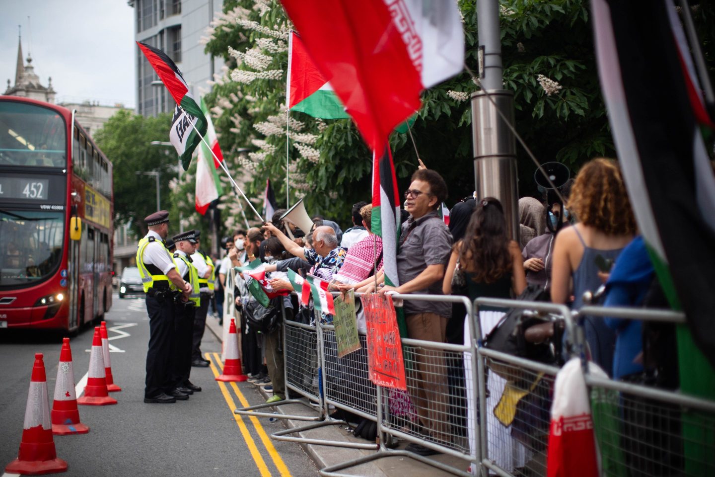 People taking part in a demonstration in London on Friday June 13, 2025.