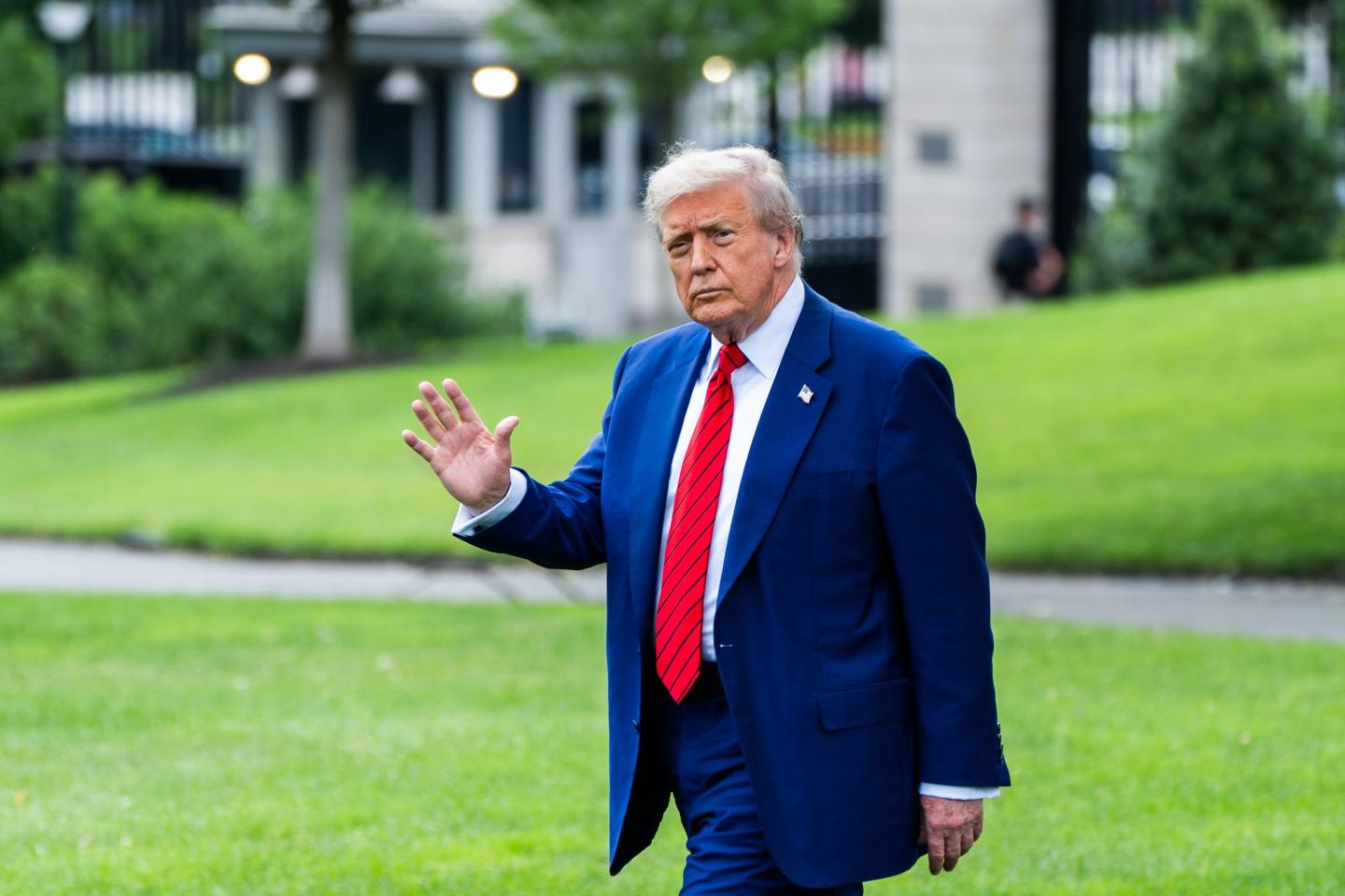 President Donald Trump makes his way to Marine One on the South Lawn of the White House on Friday.