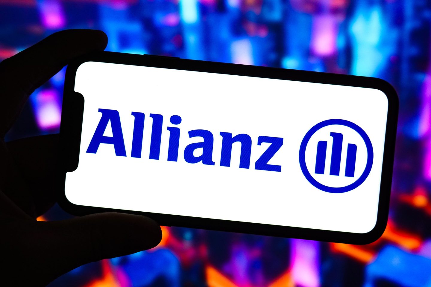 Smart phone screen displaying the logo of insurance giant Allianz Group.