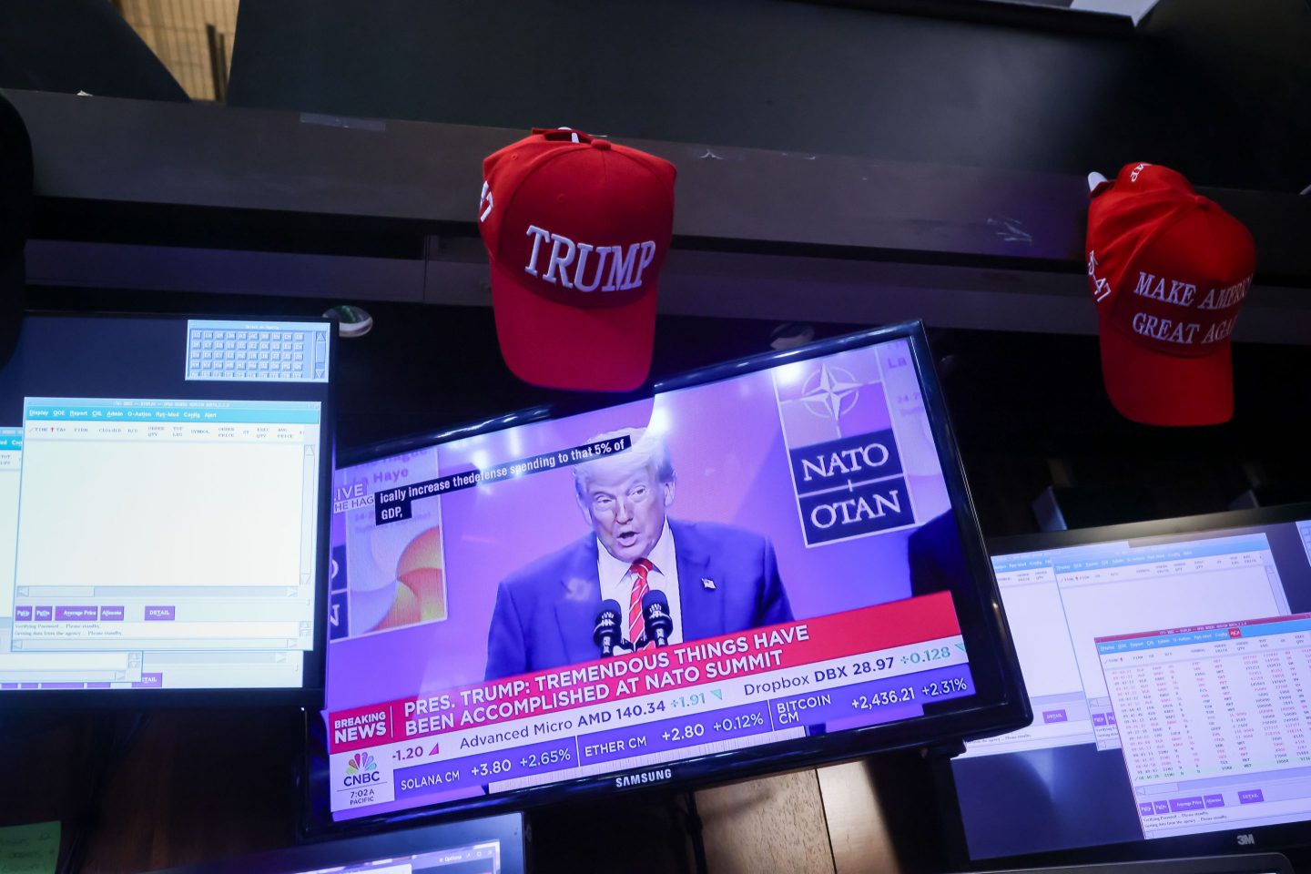 Television screen on the NYSE trading floor