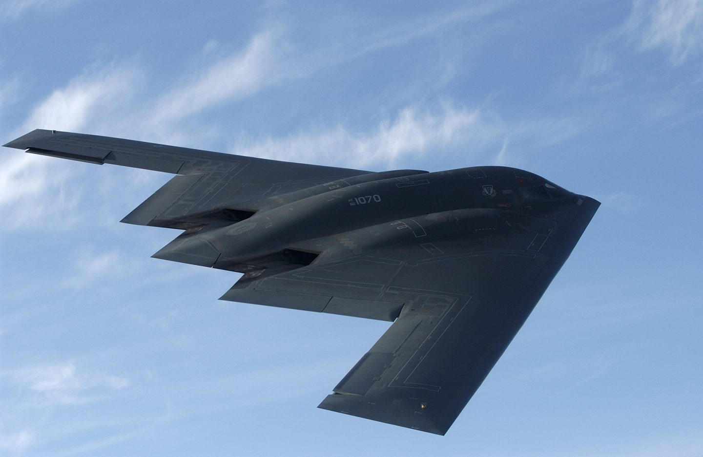 The B-2 stealth bomber over Whiteman Air Force Base in 2003.