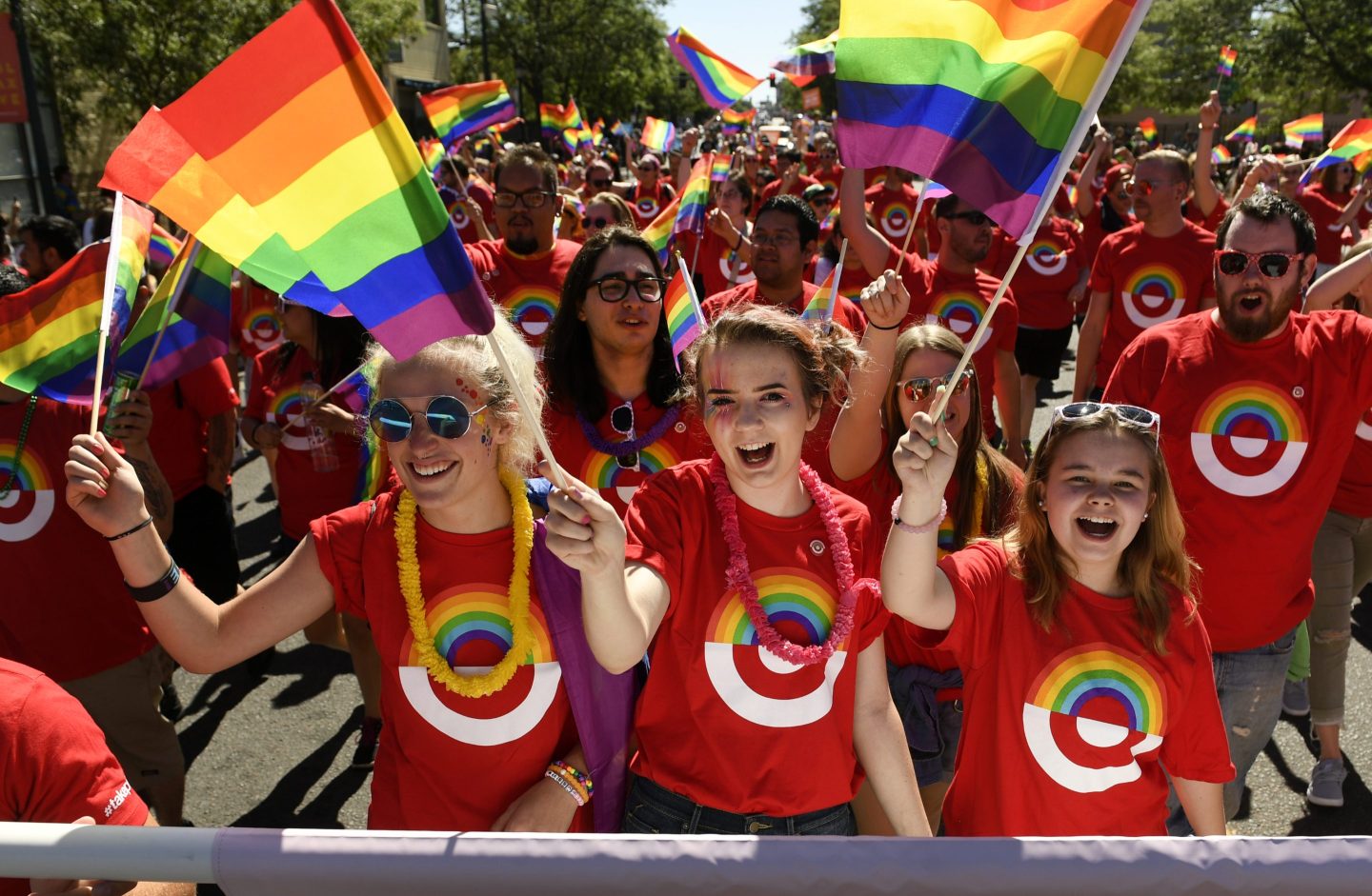 Target employees march in the 42nd annual PrideFest Parade in Denver, Colorado in 2017. In January 2025, Target scaled back its diversity, equity and inclusion initiatives.