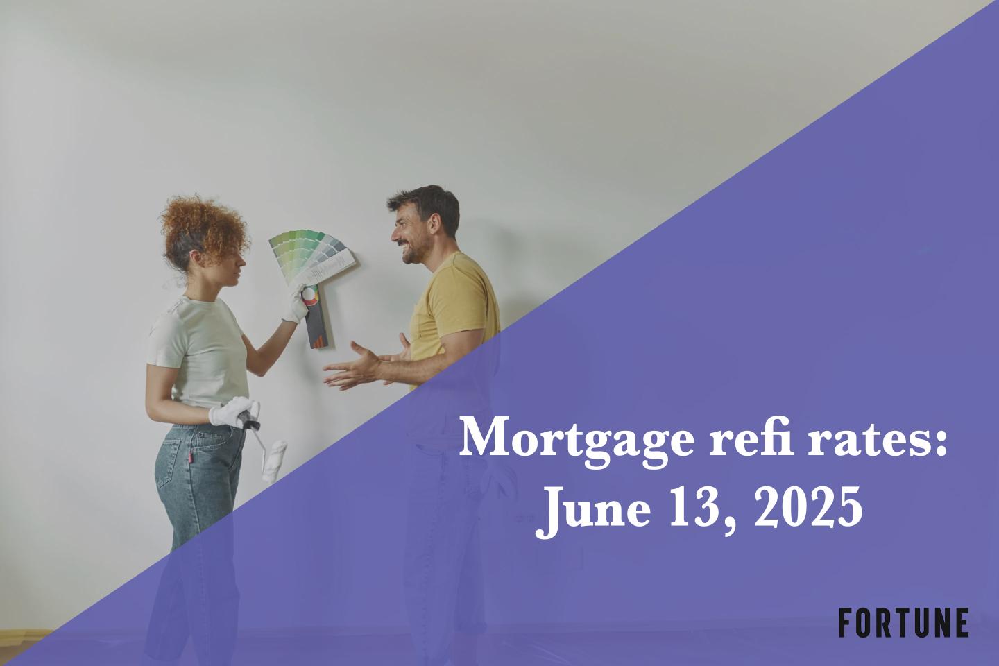 Current refi mortgage rates report for June 13, 2025