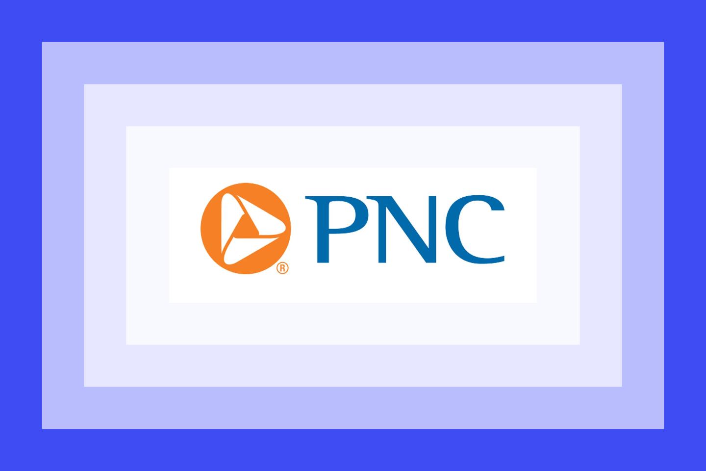 The PNC logo on a blue and purple frame.
