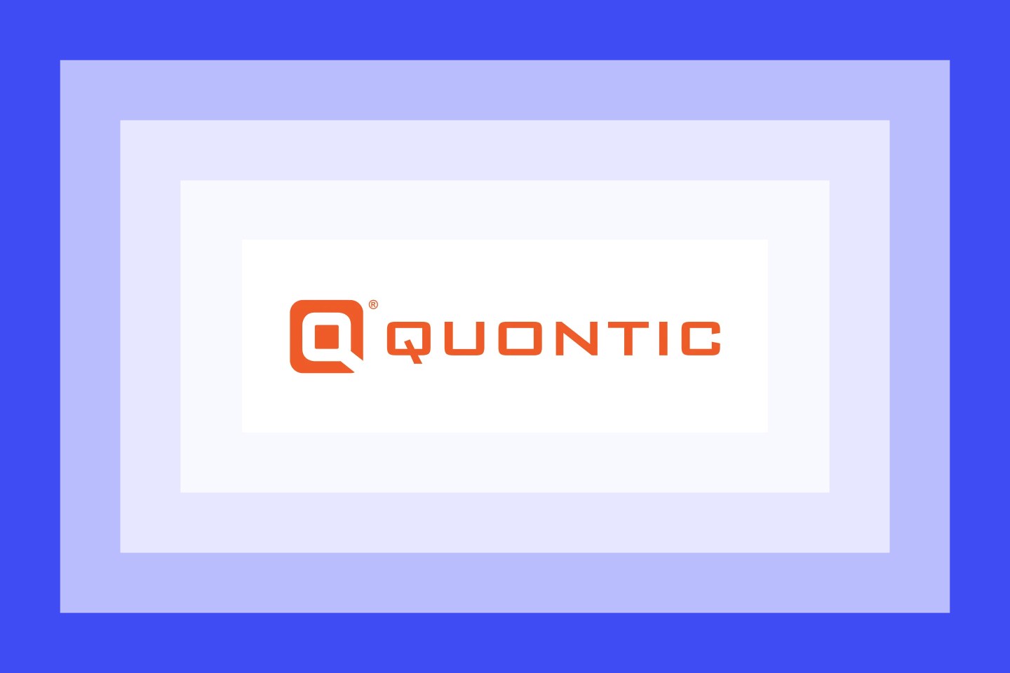 Quontic Bank logo on a blue and purple frame.