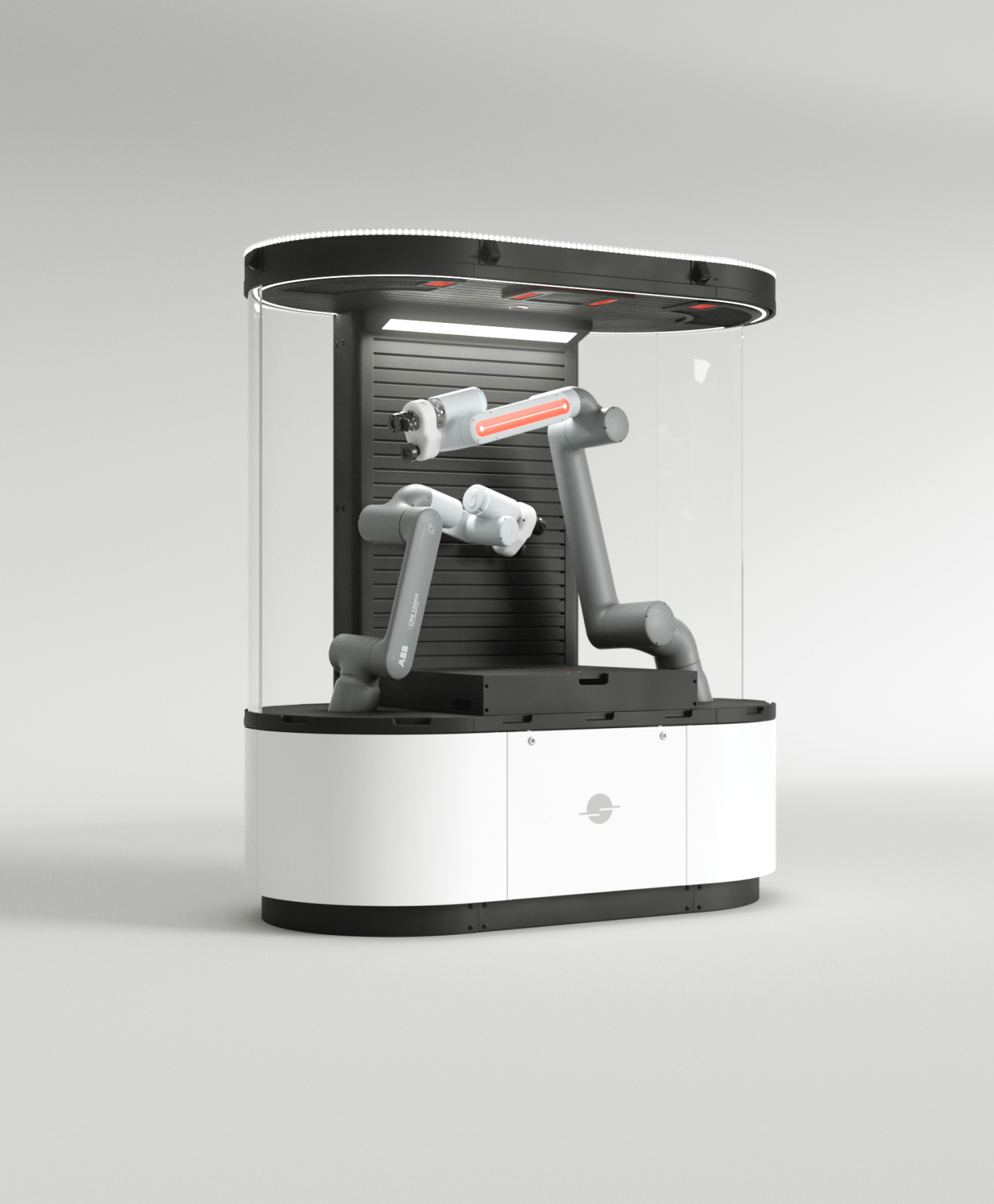 Artists' rendering of Sunrise Robotics' industrial robot workstation,