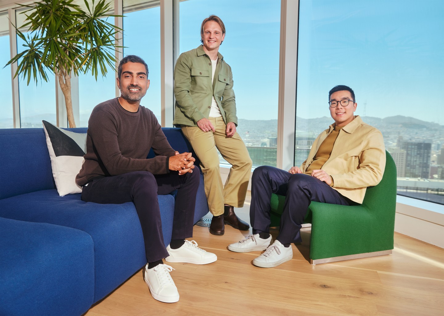 (l-r) Rajiv Dattani, co-founder, Rune Kvist, co-founder and CEO, and
Brandon Wang , co-founder and CTO of The Artificial Intelligence Underwriting Company