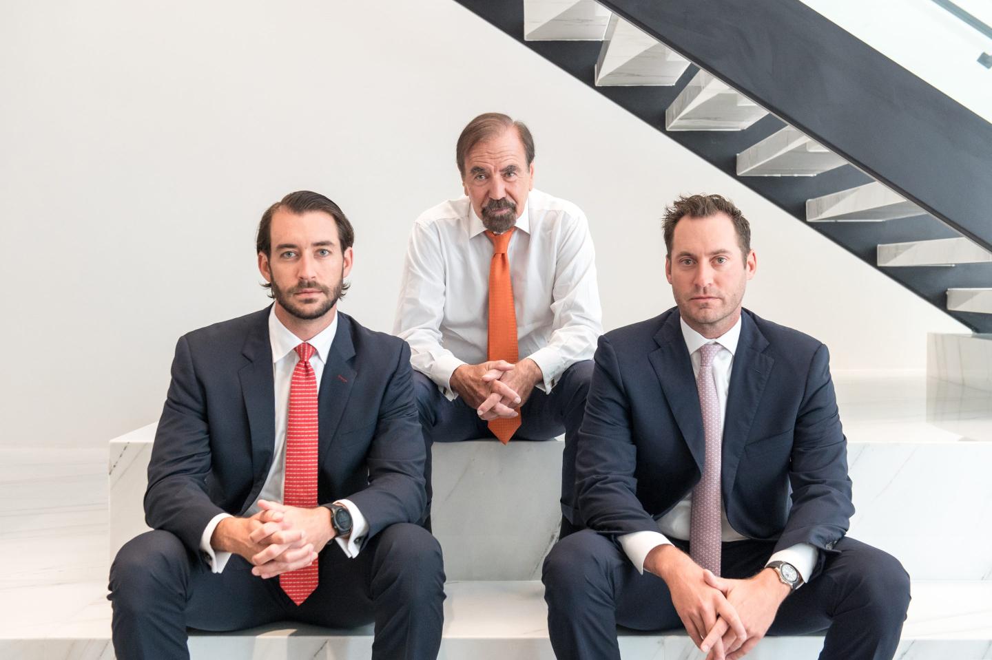 Real estate titan Jorge M. Pérez and his two sons, Jon Paul and Nick.