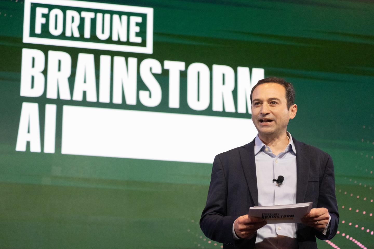 Fortune AI Editor Jeremy Kahn speaking at Fortune Brainstorm AI Singapore.