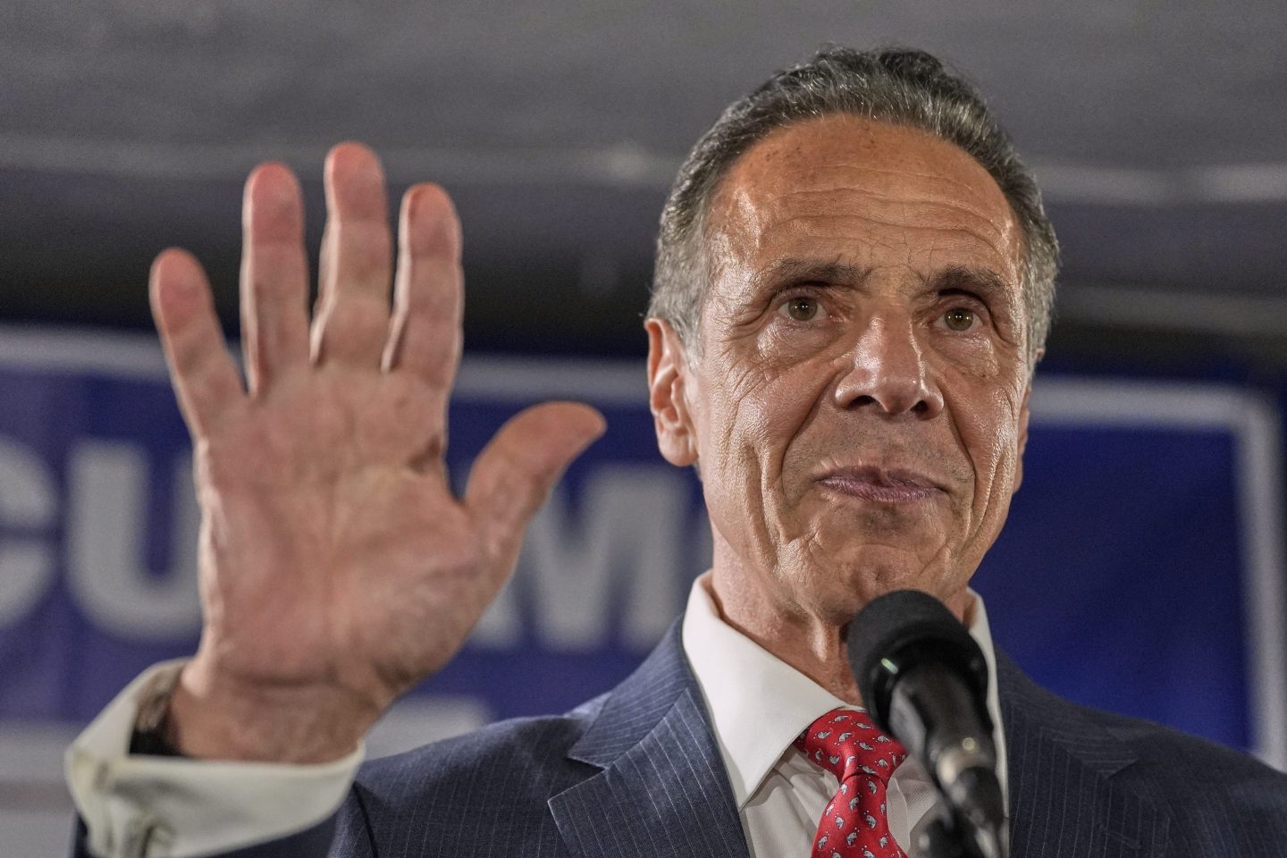 Mayoral candidate Andrew Cuomo speaks to supporters during a Democratic primary watch party, on June 24, 2025, in New York.