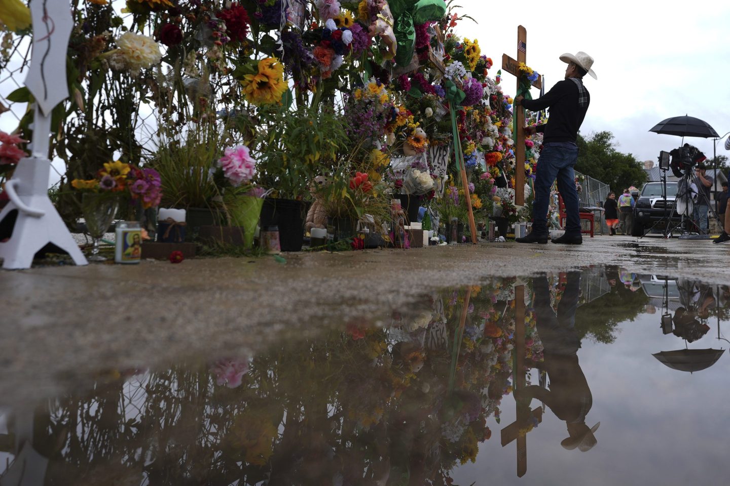 A memorial wall for flood victims in Kerrville, Texas, on July 13.