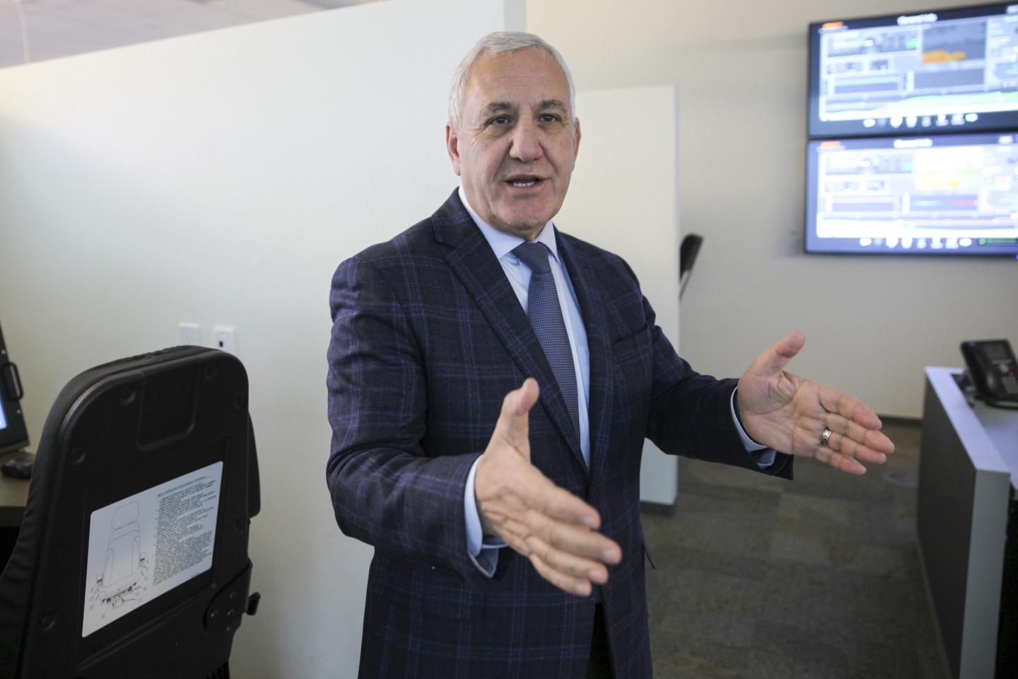 Union Pacific CEO Jim Vena gestures