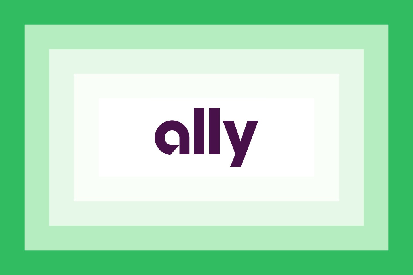 The Ally logo on a green layered background.