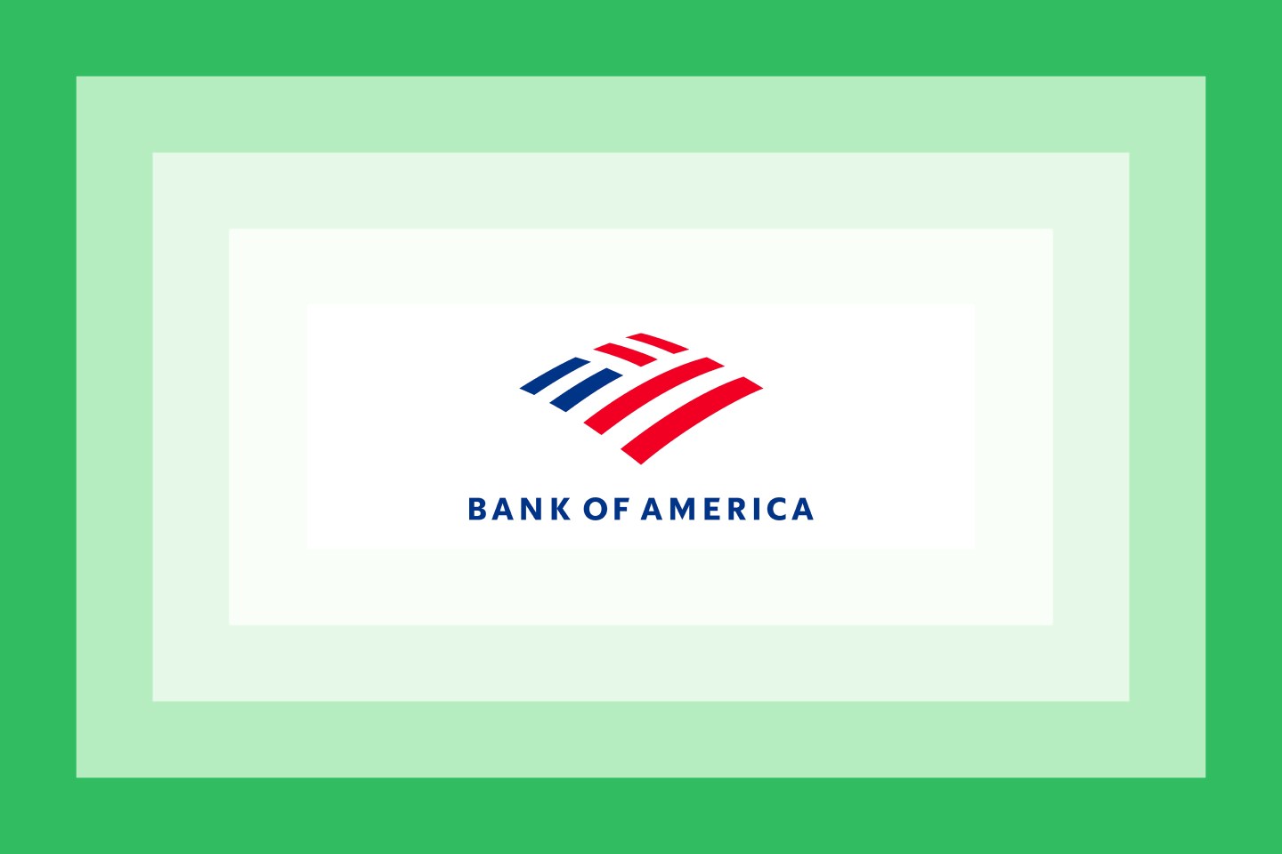The Bank of America logo on a green layered background.