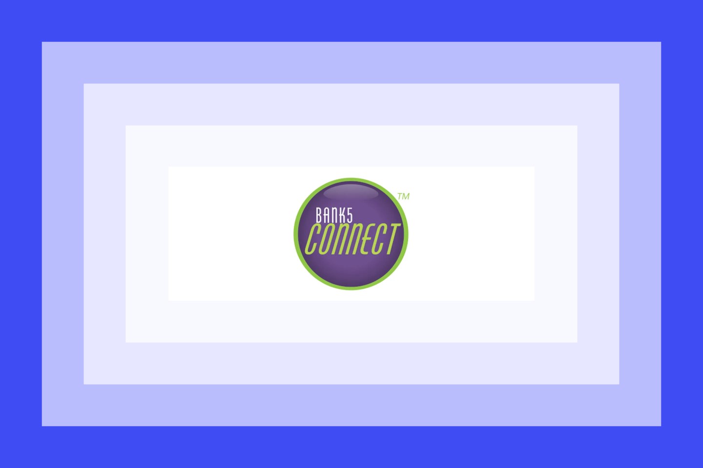 The Bank5 Connect logo on a purple and blue layered frame.