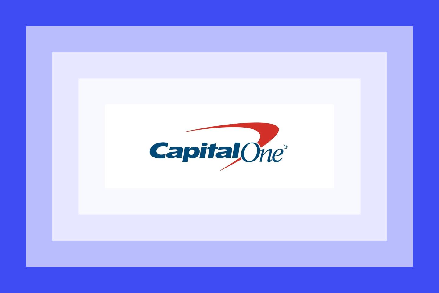 The Capital One logo on a purple layered background.