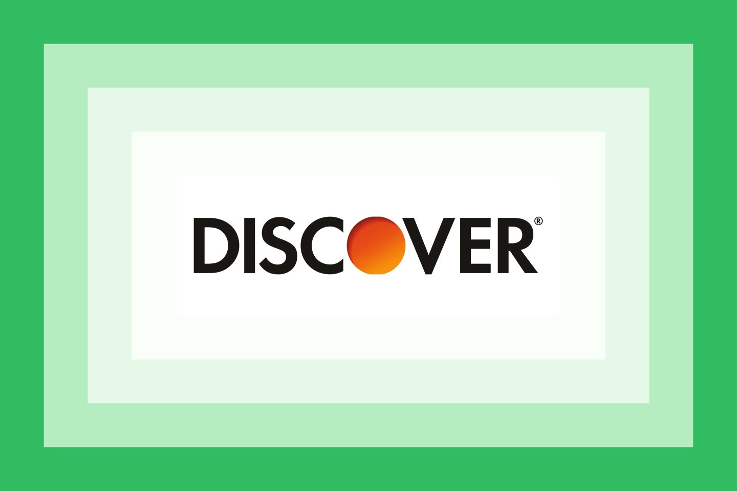 The Discover logo on a green layered background.