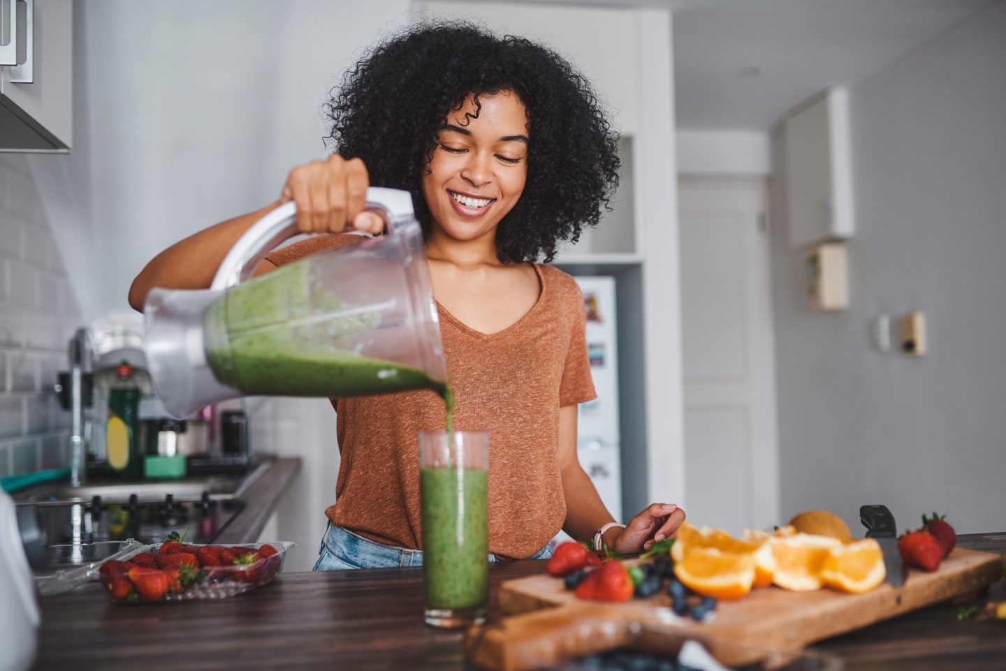 Young person eating breakfast
