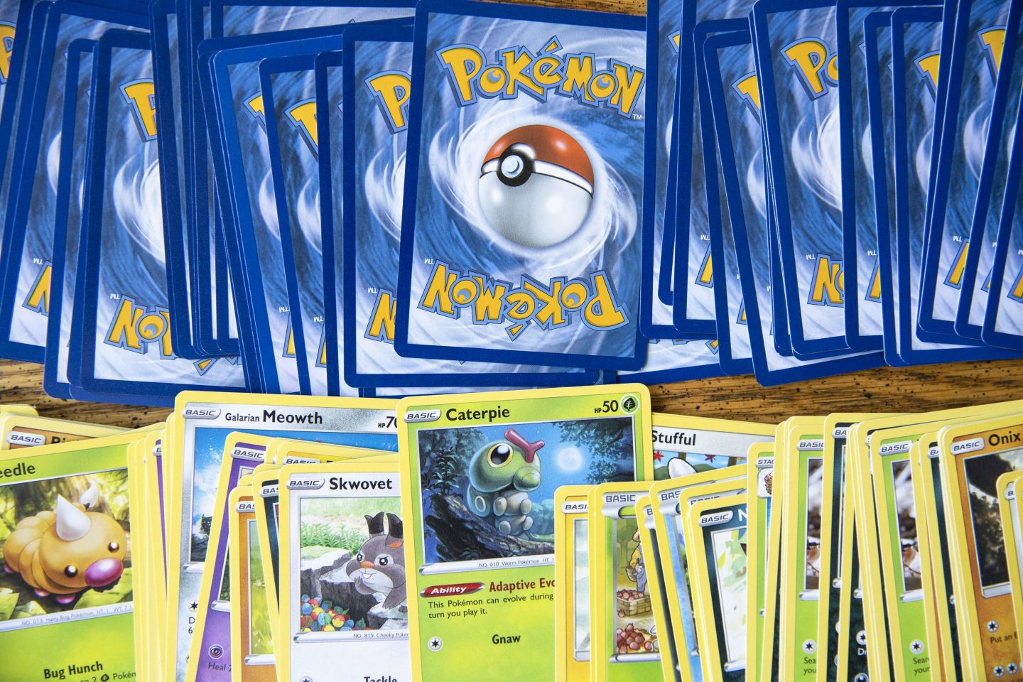 picture of a bunch of Pokemon trading cards laid out