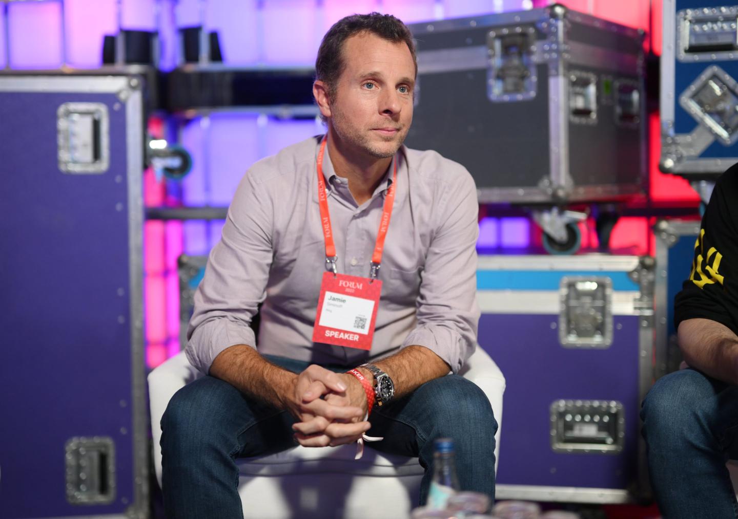 Jamie Siminoff, founder of Ring, sitting on stage