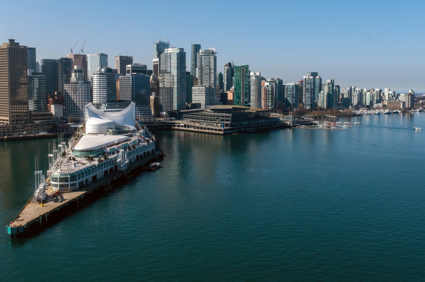 aerial view of Vancouver skyline and cruise ship terminal