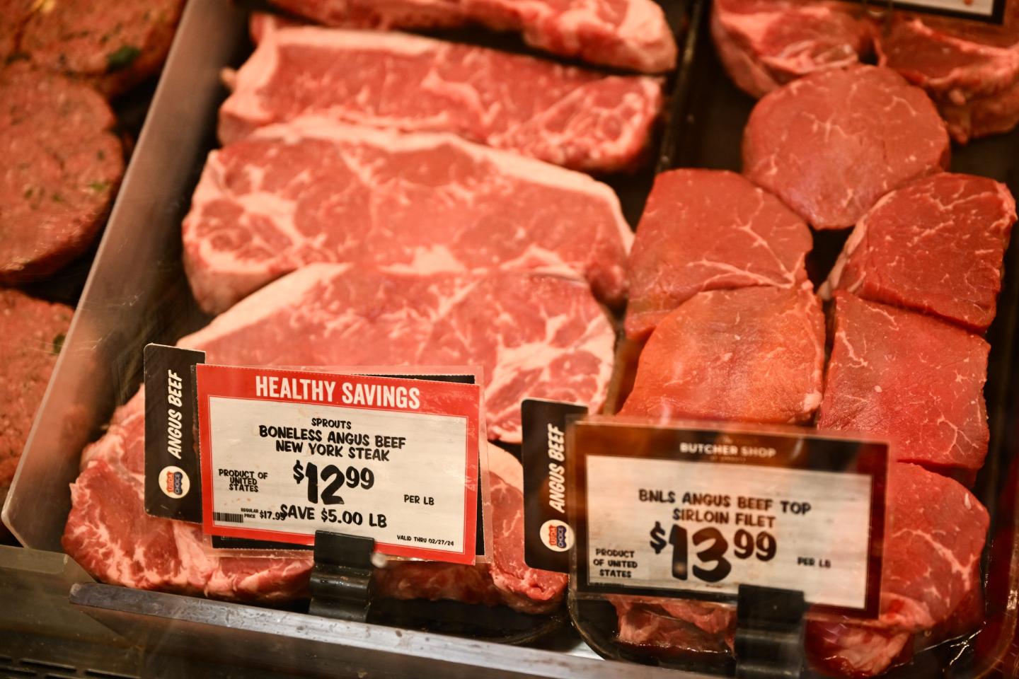 Steak cuts in a grocery store