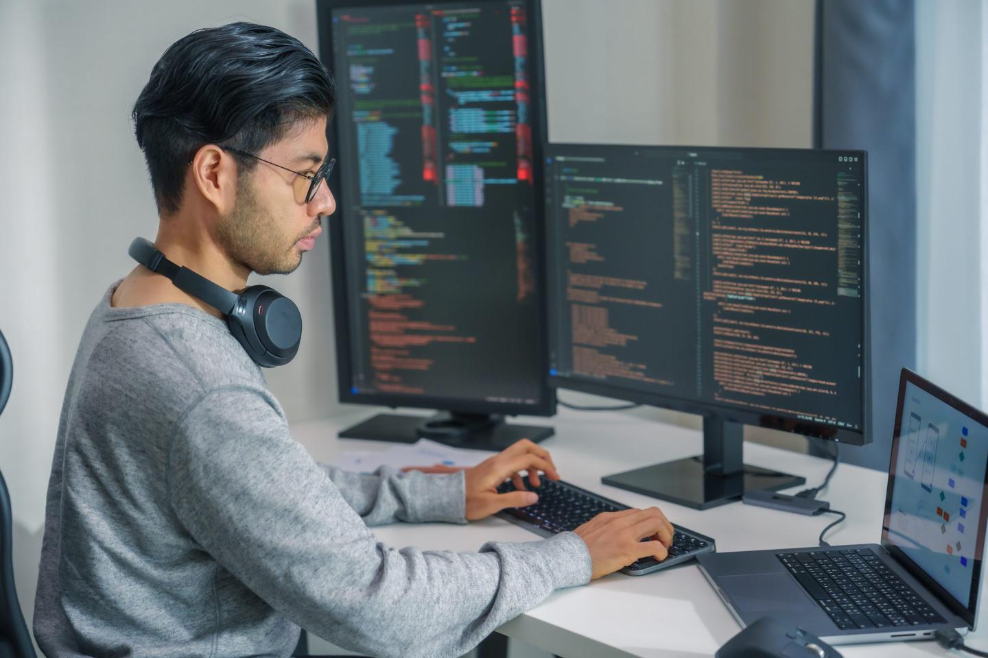Man working at a computer