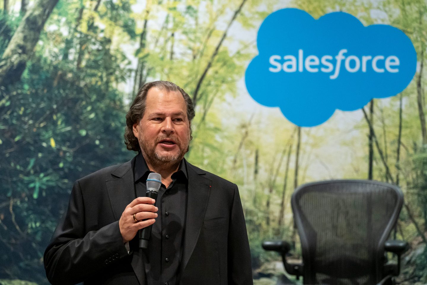 Salesforce CEO Marc Benioff during the Dreamforce conference in San Francisco on Sept. 17, 2024.