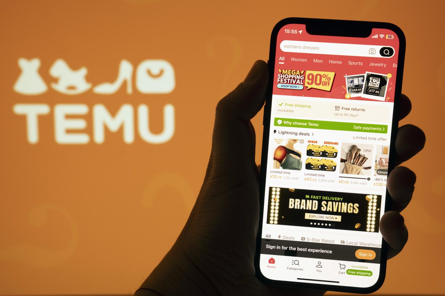 PDD Holdings's Temu application on a smartphone in Shanghai, China, on Feb. 3, 2025.(Photo: Raul Ariano/Bloomberg/Getty Images)