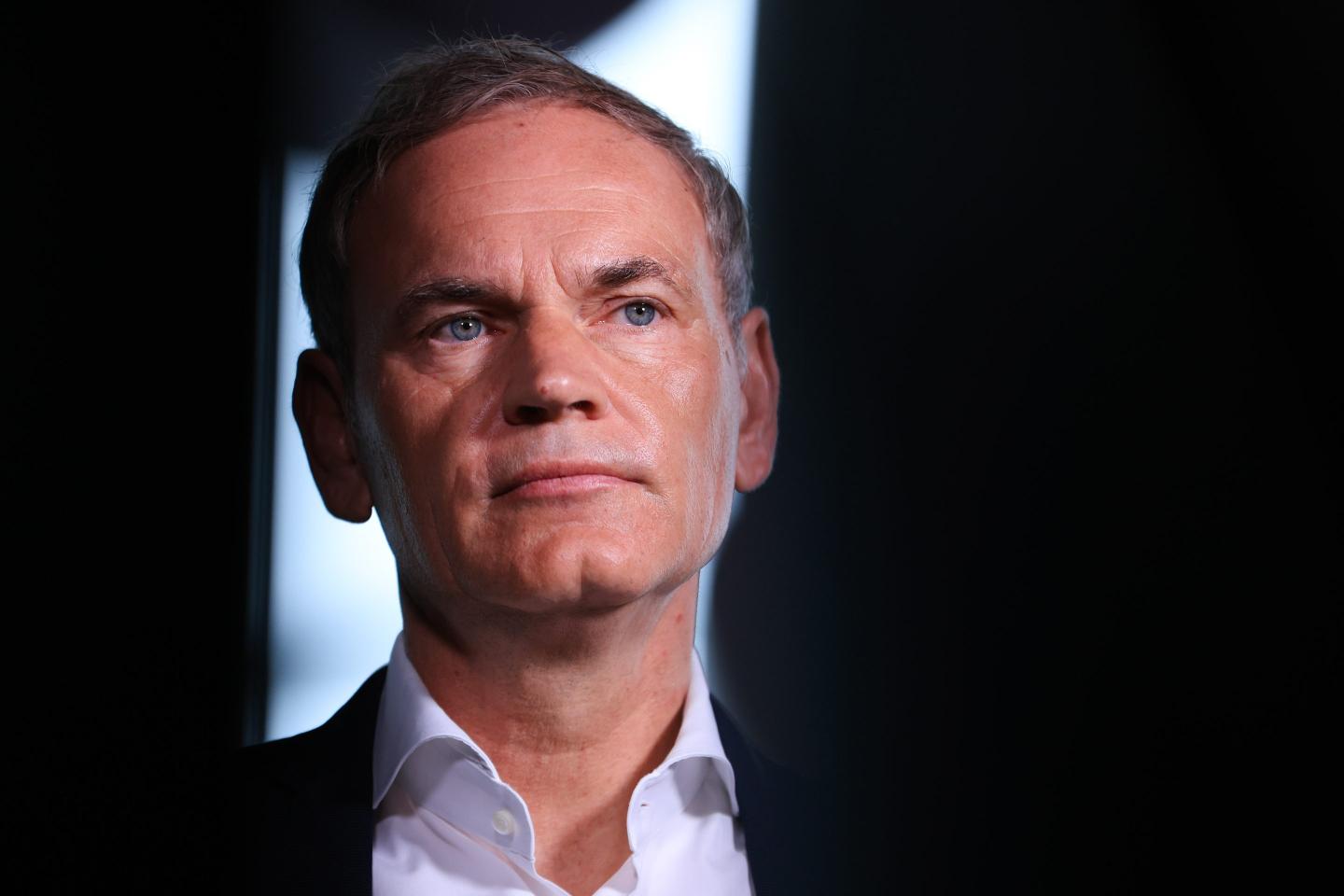 Oliver Blume, chief executive officer of Volkswagen AG, during a television interview ahead of the company's annual news conference in Wolfsburg, Germany, on Tuesday, March 11, 2025.