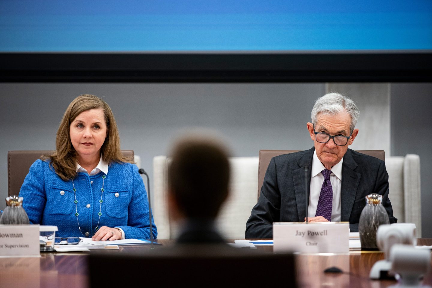 Federal Reserve governor Michelle Bowman and Federal Reserve chair Jerome Powell