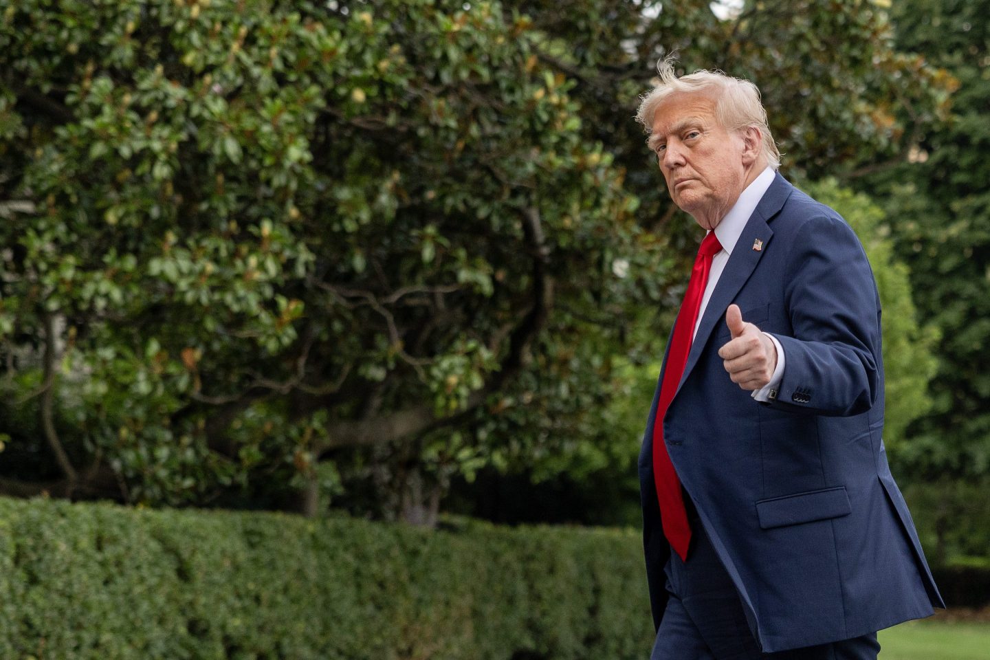 President Donald Trump walks into the White House on July 13, 2025 in Washington, DC.