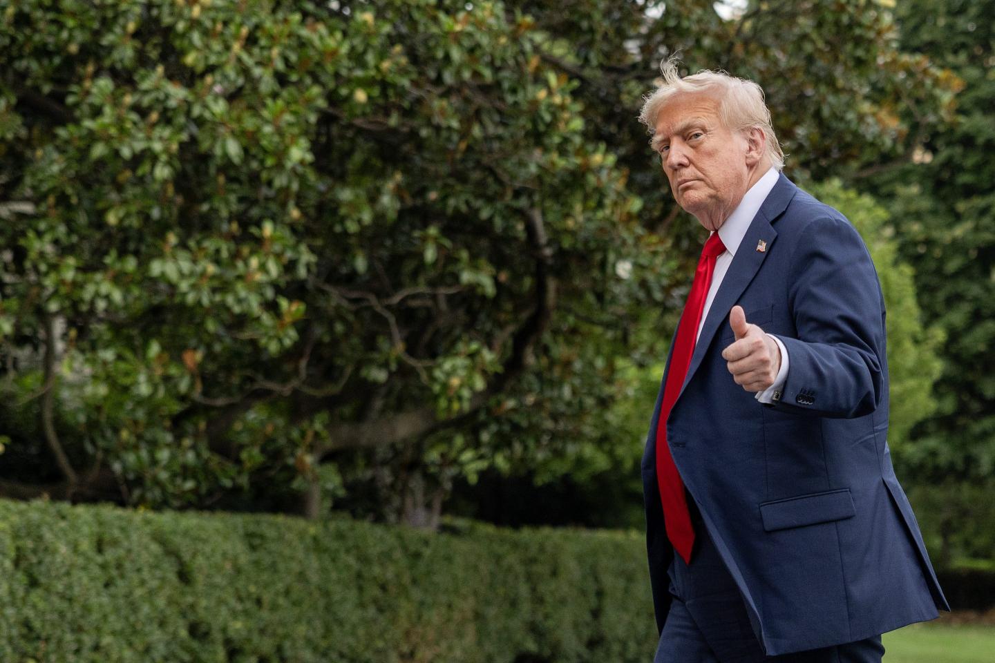 President Donald Trump walks into the White House on July 13, 2025 in Washington, DC.
