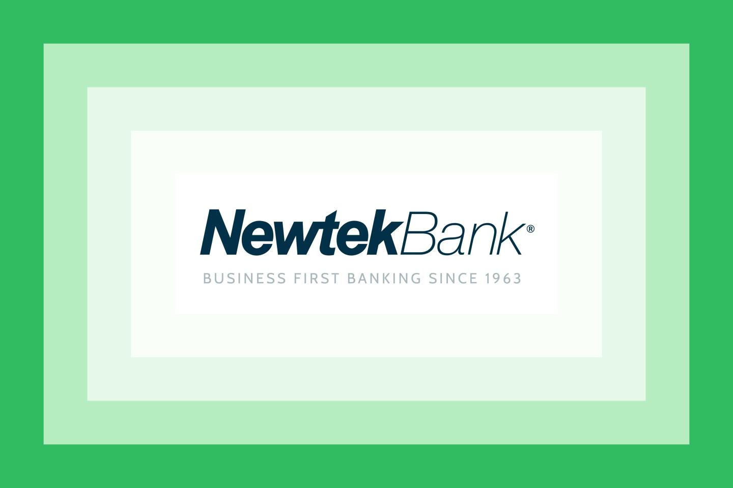 The Newtek Bank logo on a green layered background.
