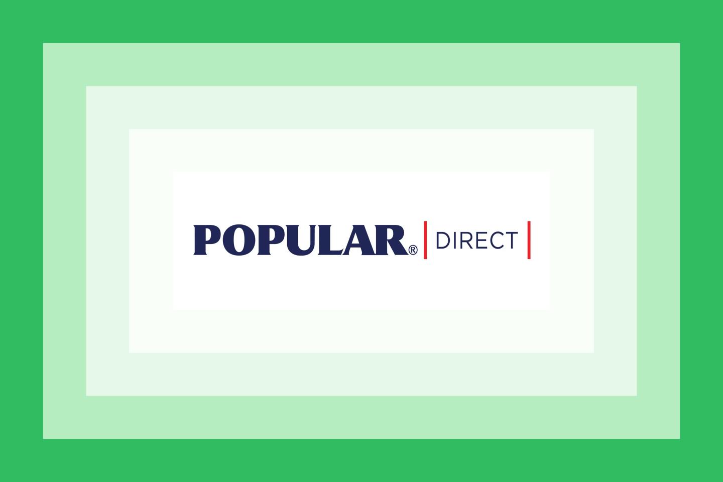 The Popular Direct logo on a green layered background.